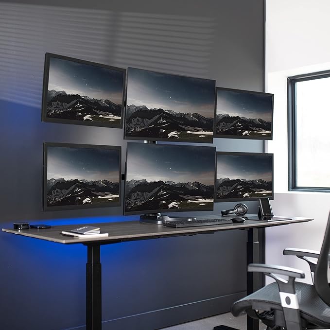 VIVO Hex LCD Monitor Height Adjustable 6 Screen Desk Mount Stand for up to 27 inch Screens, STAND-V006F