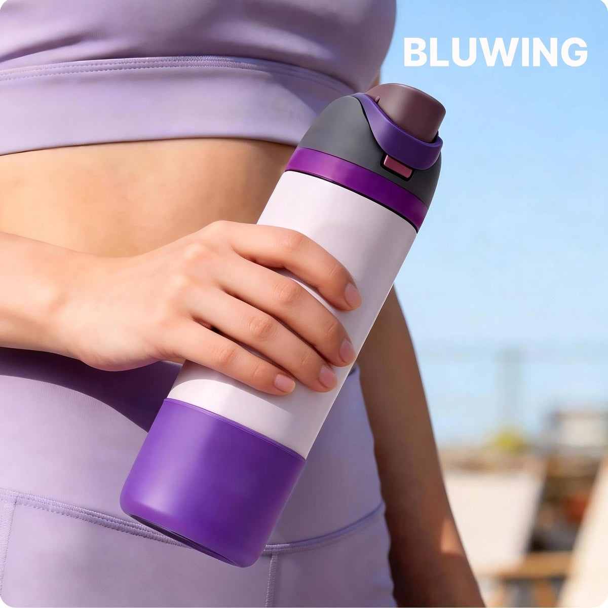 Bluwing Silicone Water Bottle Boot for Owala 24 oz, Anti-Slip Protective Sleeve Bottom for Owala 24oz FreeSip/Twist/Flip Insulated Water Bottle(Glitter Purple)