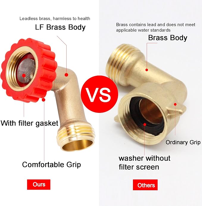 Lead-Free Brass 90 Degree Hose Saver, 90°Hose Elbow Fitting Quick Swivel