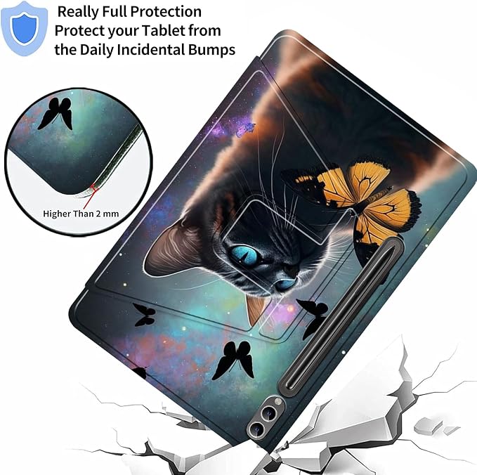 Case for Samsung Galaxy Tab A9 8.7-Inch 2023360 Degree Rotating Multi-Angle Viewing Protective Cover with Auto Sleep/Wake-Blue Butterfly