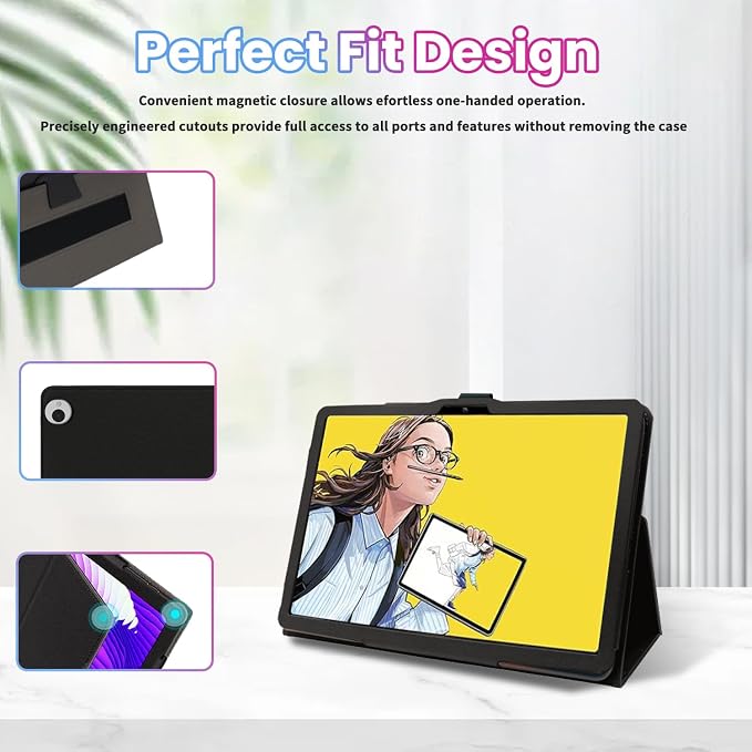 Case for Wacom MovinkPad 11 11-Inch TabletShockproof PU Leather Cover with Hand Strap Two-Fold StandCompatible with MovinkPad 11 11 Android Tablet (Black)