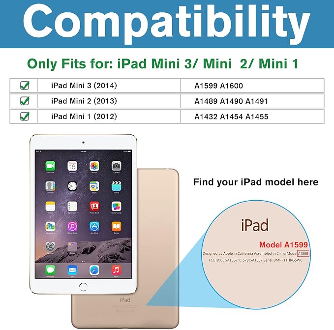 ProCase Smart Case for iPad mini 1 2 3(Model: A1432 A1454 A1455 A1489 A1490 A1491 A1599 A1600) Slim Lightweight Stand Cover with Translucent Frosted Back Support Auto Sleep/Wake -Grey