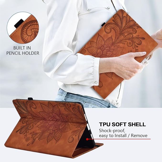 Case for Samsung Galaxy Tab A11+/A11 Plus /A9+/A9 Plus 2025/2023 5G 11 Inch Embossed Lace PU Leather Stand Cover with Elastic Band Card Slots Pen Holder &amp Multi-Angle Viewing - Blue