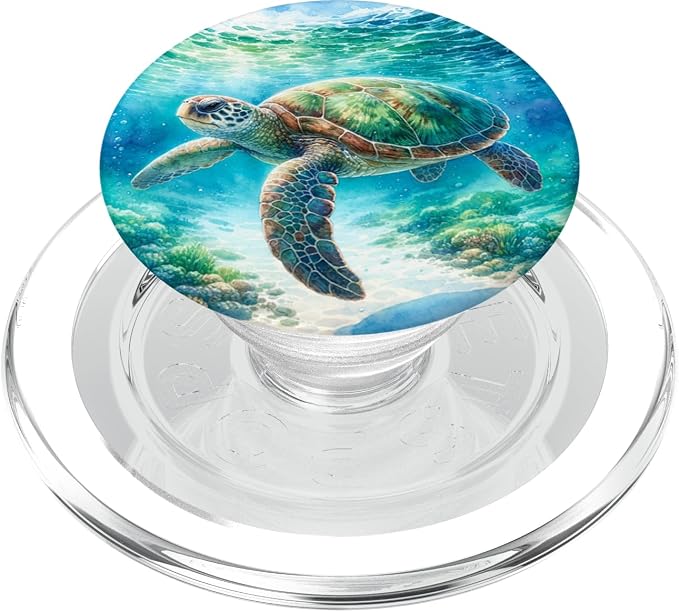 Green Sea Turtle Relaxing Watercolor for Sea Turtle Lovers PopSockets Adhesive PopGrip