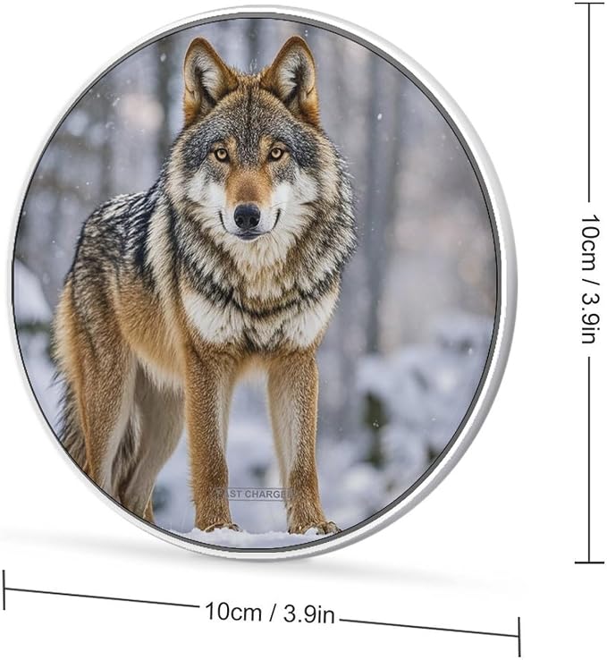 Wolf Wireless Charger 10W Portable Fast Wireless Charging Pad Compatible with Phone Slim Charging Station Lightweight Charger Mat Charging Block for Travel Home Office