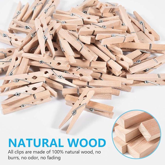 SenseYo 100 Pcs 1.9 Inch Wooden Clothespins Clips for Hanging Clothes, Craft, Home