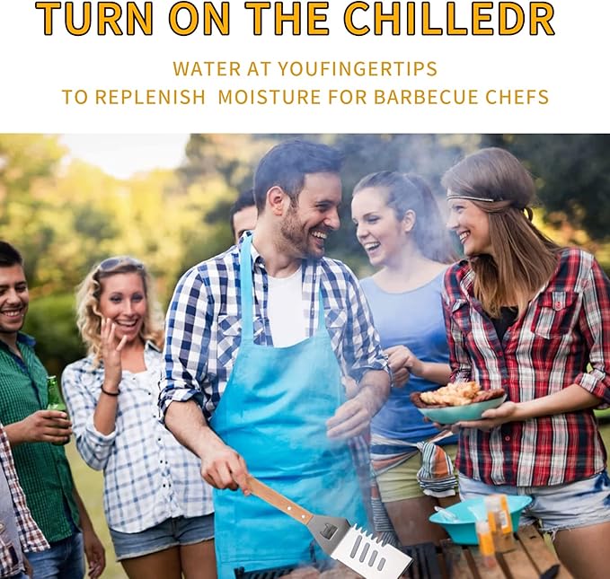 Qinshaine 4-in-1 BBQ Spatula, Multifunction Grill Spatula with Wooden Handle, perfect for BBQ grills and kebabs for camping picnics