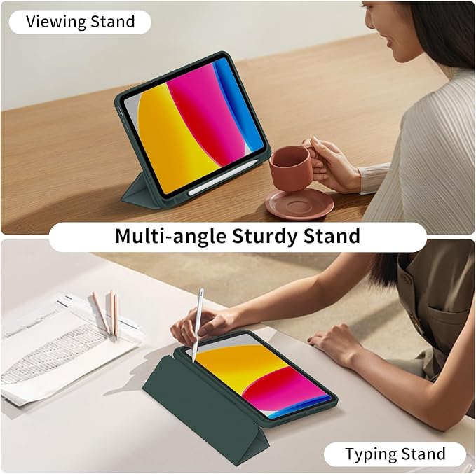 Case for iPad 11th Generation A16 Chip (2025) iPad 10th Generation Case 10.9-inch (2022) Trifold Stable Stand Protective Soft TPU Back Cover with Pencil Holder Black