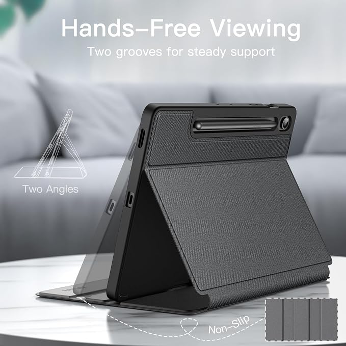 JETech Folio Case Cover for Samsung Galaxy Tab S10 FE Plus 13.1 Black | Multi-Angle Stand Cover S Pen Holder Slim Protective Cover Auto Wake/Sleep