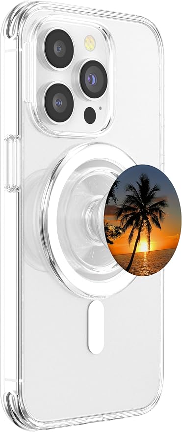 Realistic Sunset Ocean Palm Tree Photo Tropical Sunrise PopSockets Adhesive PopGrip