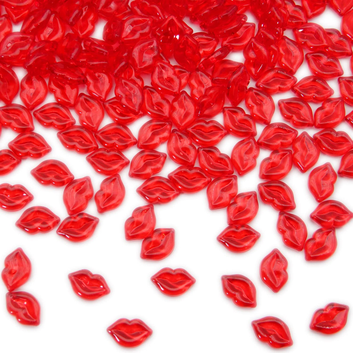 PMLAND Spring Acrylic Red Lip Kiss Love Ornaments and Table Scatter Decoration - 200+ Pieces for Valentine's Day Holiday Party Festival Events Home Decor