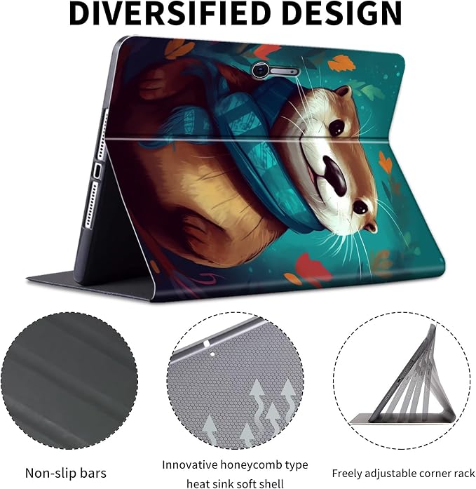 Case for Microsoft Surface Pro 11/10 / 9 13 InchPU Leather Cute Slim Folio Adjustable Stand Cover Case for Surface Pro 11th Edition AIArt Red Dragonfly