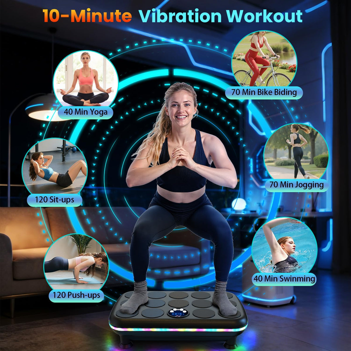 AXV Vibration Plate Fitness Platform Exercise Machine Vibrating Shaking Full Body Shaker Workout Vibrate Stand Shake Board Sport for Weight Loss Fat Burner for Gym Home Office