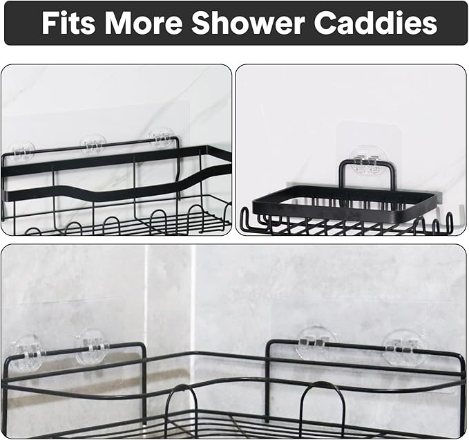Shower Caddy Adhesive Replacement, Transparent Strong Adhesive Hooks, No Drilling, Waterproof, for Shower Caddy, Bathroom Storage Shelves and Kitchen Racks (Triple*3pcs)