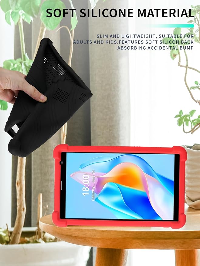 Case for PRITOM B8/PRITOM L8/VASOUN Tab8 Tablet 8 Inch- Soft Silicone Shock Proof Lightweight Stand Rubber Shell Protective CoverKids Friendly Soft Silicone Adjustable Stand CoverBlack