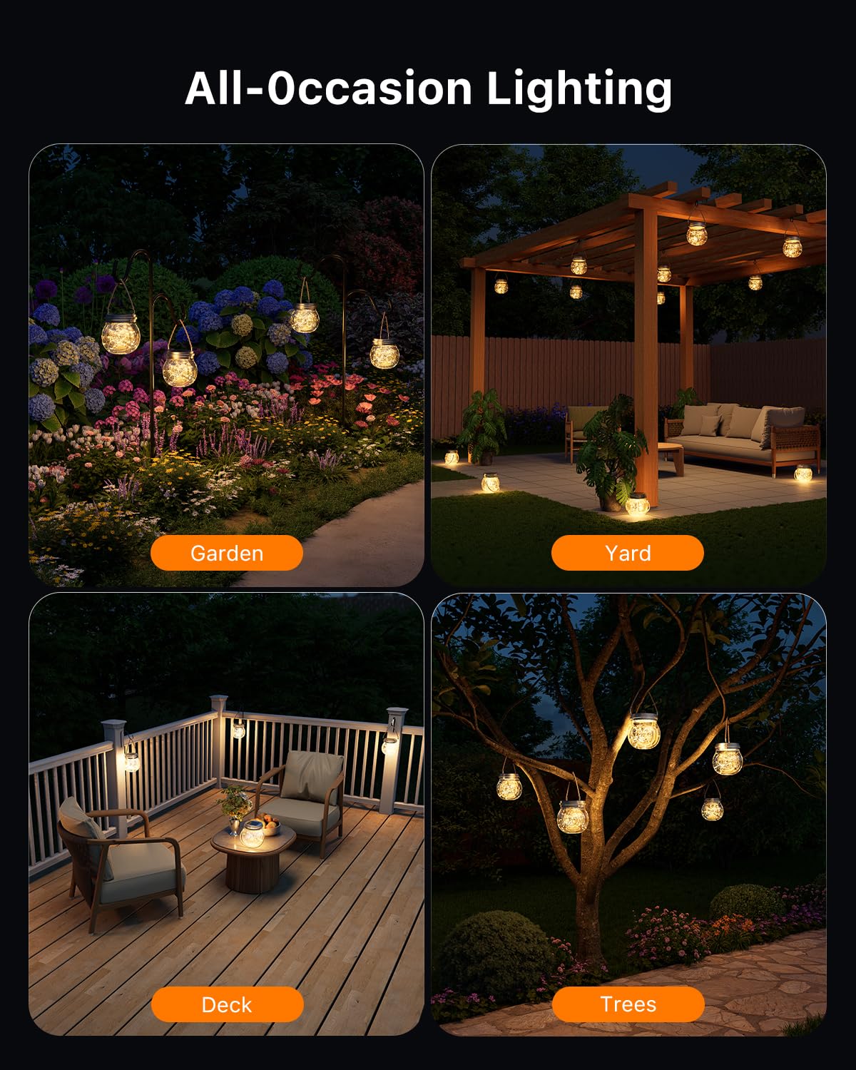 2 Pack Solar Crackled Glass Globe Lights Outdoor Waterproof Hanging Round Balls Lanterns with Warm White LED, Decorative for Outside Trees Garden Patio Yard, Individually Packaged and Double-Sealed