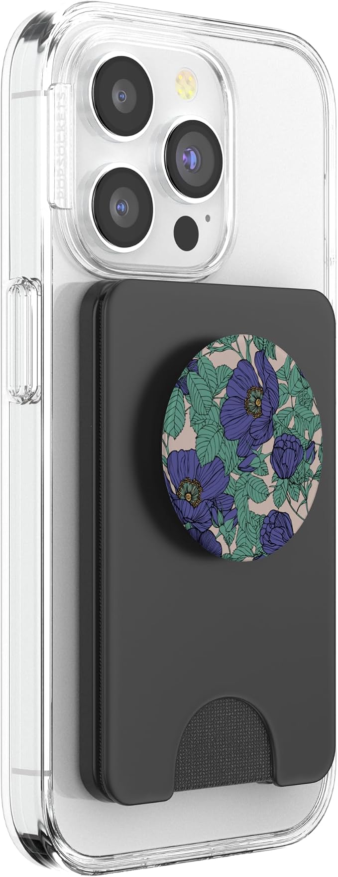 Purple And Green Retro Vintage Floral Pattern PopSockets PopGrip: Swappable Grip for Phones &amp Tablets PopSockets Adhesive PopGrip