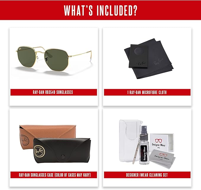 Ray-Ban RB3548 Hexagonal Sunglasses For Men For Women +BUNDLE with ACCESSORY EYEWEAR KIT