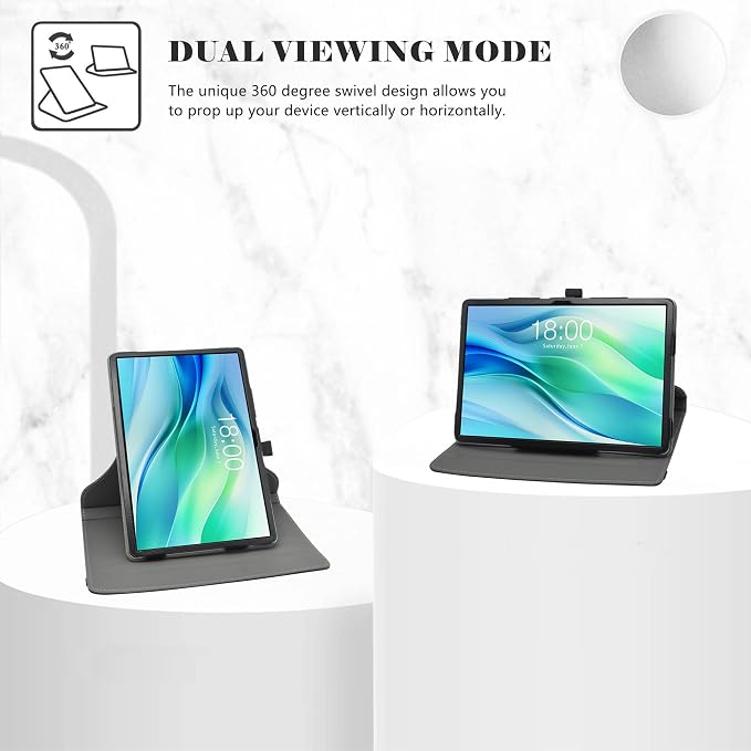 LiuShan for TECLAST P50 CaseDOOGEE U11 Case，U11 PRO Case，360 Degree Rotation Stand PU Cover for 11 TECLAST P50 2024/TECLAST P50S/DOOGEE U11/U11 PRO Tablet(Not Fit TECLAST P50 2025)Black
