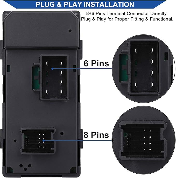 Obaee Driver Side Power Master Window Switch, Compatible with Chevy Silverado/Chevrolet Traverse/HHR/2007-2013 GMC Sierra/Yukon/Buick Enclave Replace OE 20945129 25789692