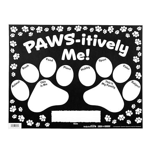 Really Good Stuff Ready-to-Decorate All About Me Paws - Set of 24
