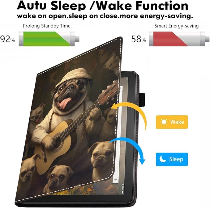 Case for Amazon Kindle Fire HD 10 Tablet 10.1 (9th/7th Generation 2019/2017 Release) - PU Leather Folio Case with Smart Auto Wake/Sleep African American Girl