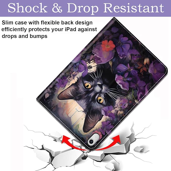 Case for iPad (A16) 11th Generation 11 Inch 2025 / iPad 10th Generation 10.9 Inch 2022 Ultra-Thin Multi-Angle Protective Cover with Auto Sleep/Wake A Dark Horse
