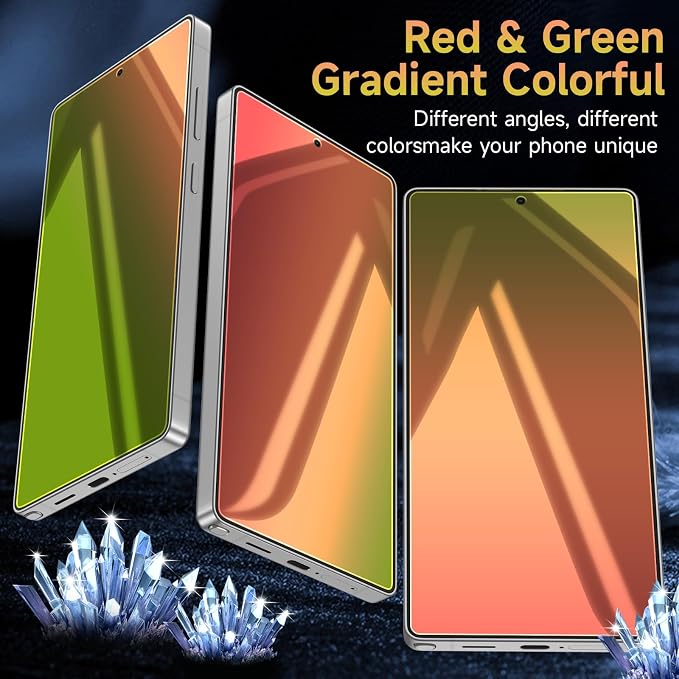 (2 Pack Compatible with iPhone 14 Pro Max Privacy Screen Protector Mirror 25 Degree Anti Spy Anti-Blue Light Red to Green Gradient with Easy Installation Kit No Air Bubbles