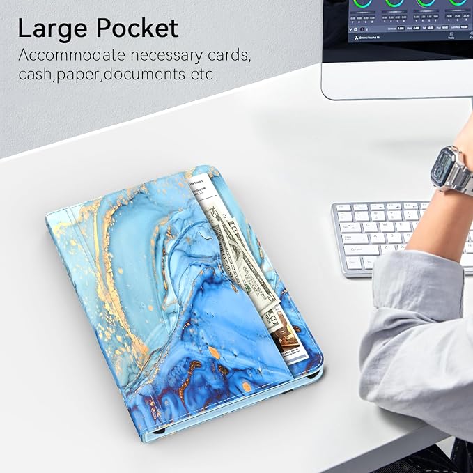 OKP for Amazon Tablet 11 Case (13th Generation 2023 Release) [Multi-Angle] Stand Cover with Pocket Auto Wake/Sleep PU Leather Case for Amazon Tablet 11 (Marble Blue)