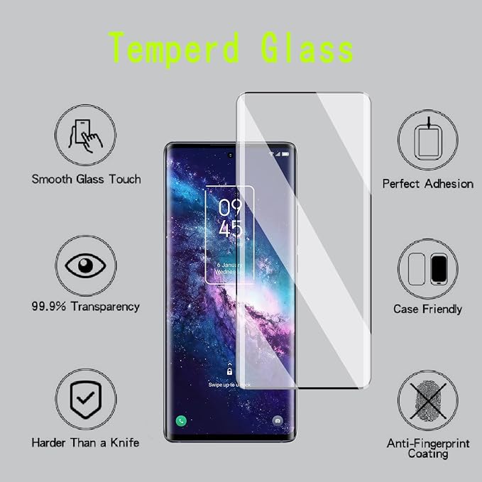 [4 Pack] Tempered Glass Screen Protector for TCL 20 Pro 5G | Tempered Glass Scratch Resistant Easy-Install Bubble Free Anti-Fingerprint