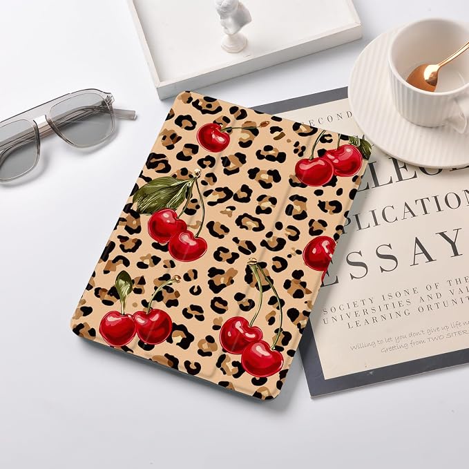 Joyland Brown Leopard Floral for iPad 6th/5th Generation 9.7 Inch 2018/2017Air 2/Air 1 CaseBuilt-in Pencil Holder with Shockproof Cover Transparent Back Shell Auto Wake/SleepBlack