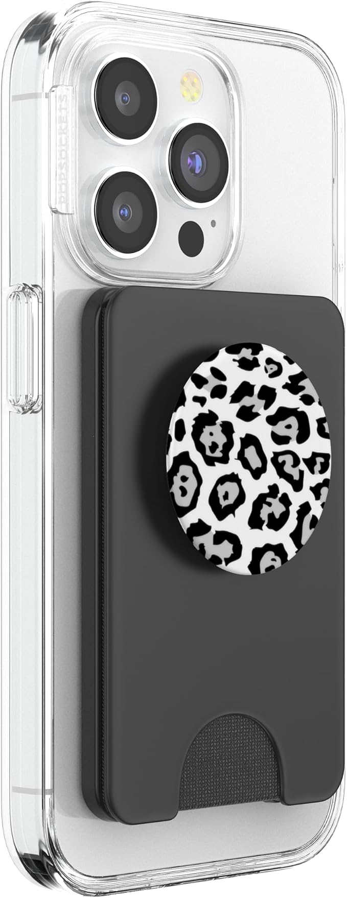 Leopard Print: Black and White Cheetah Animal Knob for Women PopSockets Adhesive PopGrip