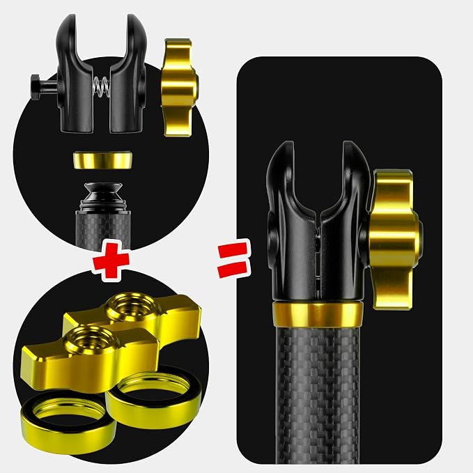 Tackform 10 Long 20mm Ball and Socket Arm DuraLock 20 Series Aluminum Tube Arm | Dual 20mm Sockets and Optional Anti-Theft Knobs | Black