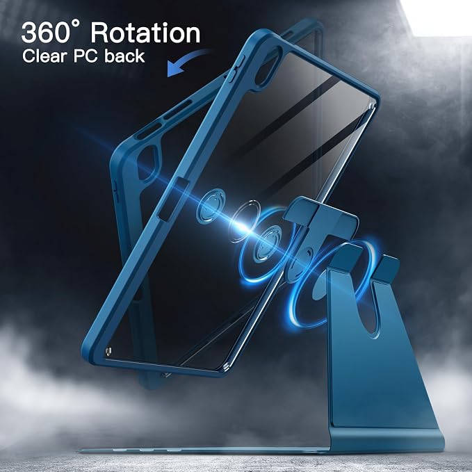JETech Rotating Case ONLY for iPad Air 11-Inch M4/M3/M2 (2026/2025/2024) iPad Air 5/4 (2022/2020 5th/4th Generation 10.9-Inch) 360 Degree Rotation Protective Stand Cover Clear Back (Black)