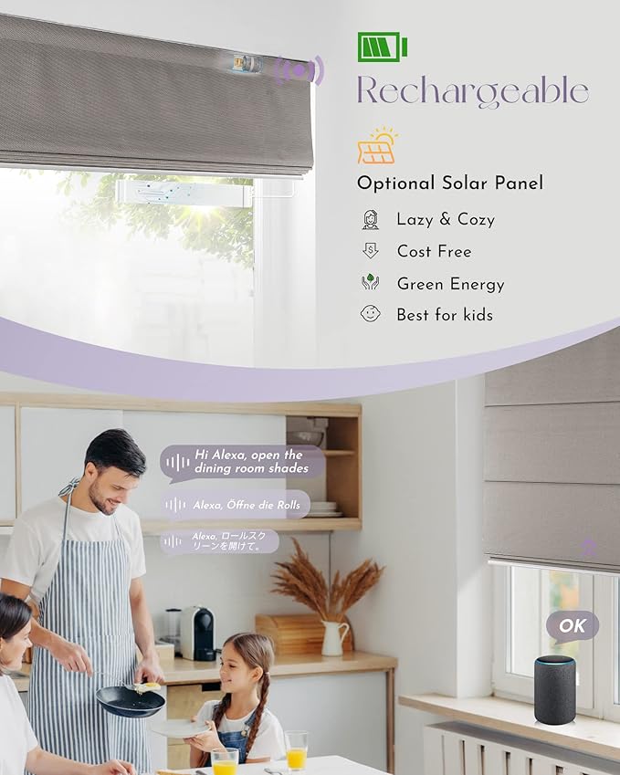 Graywind Smart Roman Shades Compatible with Alexa Google Rechargeable Motorized Blinds with Remote Blackout Roman Window Shades Plain Fold and Soft for Doors Bedroom, Custom Size (Textured Taupe)