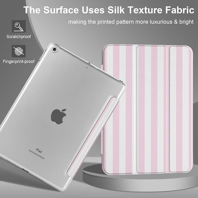 Compatible with iPad 10.2 Inch Case 2021 2020 2019 Smart Lightweight Trifold Stand Hard Plastic Transparent Cover Support Auto Sleep/Wake for iPad 10.2 9th/8th/7th Gen - Bear &amp Cherry