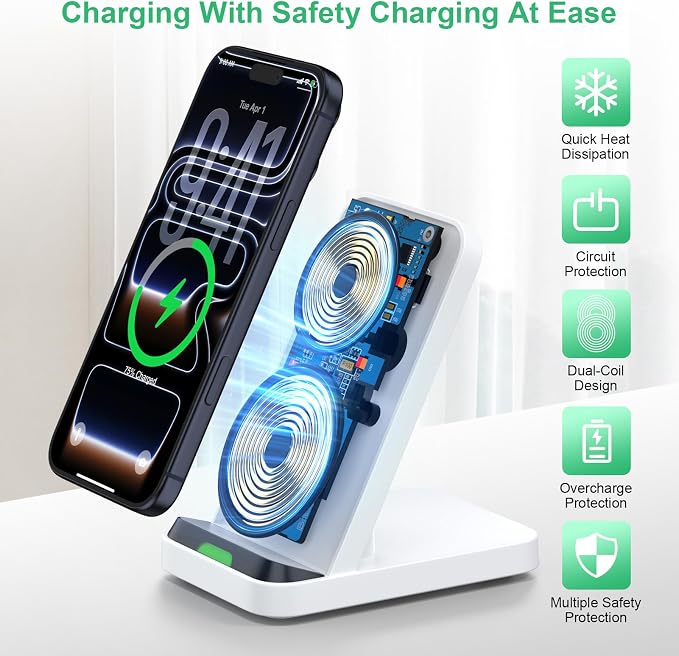 Wireless Phone Charger Android Stand for Android Samsung S26 Ultra/S26+/S26 | 15W Wireless Charging Pad Android Charger Flat Station Dock for Samsung Galaxy S26 S25 Ultra S25 FE S25 Edge S24 S23 S22 S