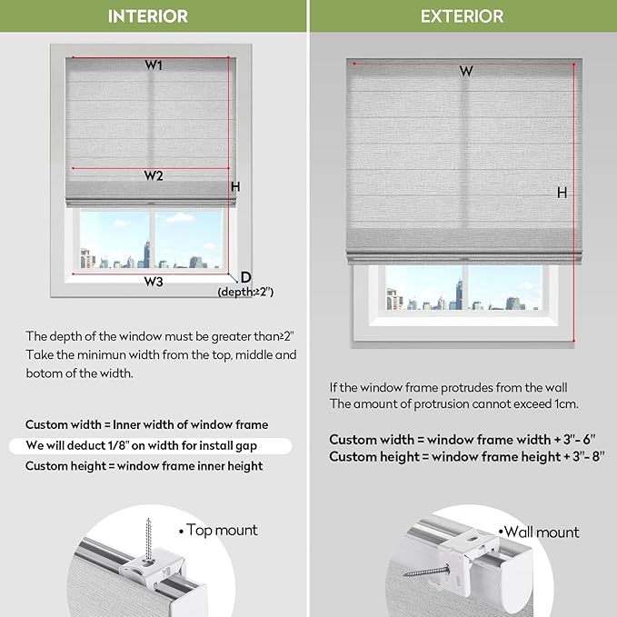 ZSTARR Smart Roman Shades Rechargeable Motorized Blinds with Remote Light Filtering Roman Window Shades Plain Fold Soft for Doors Bedroom, Custom Size (Sheer Gray)