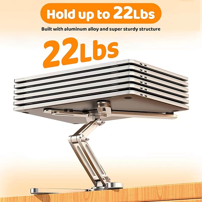 Laptop Stand with 360 Rotating Base, Computer Notebook Laptop Riser Metal Holder for Desk Collaborative Work, Fully Foldable for Easy Storage, Fits All MacBook, Laptops up to 16 inches