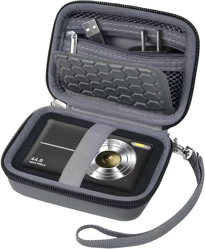 Carrying & Protective Case for Digital Camera, AbergBest 21 Mega Pixels 2.7" LCD Rechargeable HD/Kodak Pixpro/Canon PowerShot ELPH 180/190 / Sony DSCW800 / DSCW831 Cameras for Travel - Dark Grey