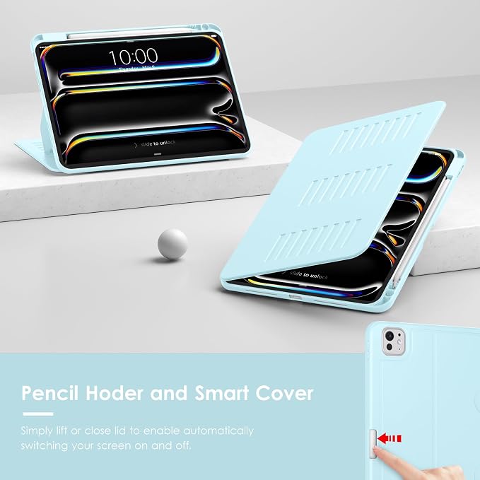 VIKESI Case for iPad Pro 11 inch (M5/M4) 2025/2024Multiple Angles Magnetic Stand CoverShockproof BackPencil Holderand Auto Sleep/WakeBlack
