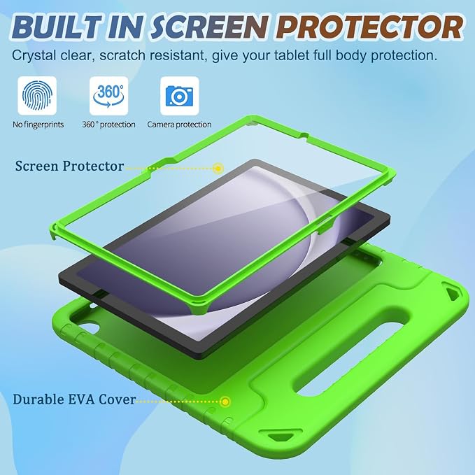 LTROP Shockproof Lightweight Convertible Handle Stand Case for Samsung Galaxy Tab A11 Plus 2025 / A9 Plus 11 Inch 2023 with Built-in Screen Protector Galaxy Tab A11+ / A9+ Case for Kids Black