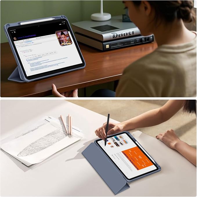 Detachable Case for iPad A16 11th Gen 11/10th Gen 10.9 Black | Slim Transparent Shell Back Soft Shockproof TPU Frame Without Pencil Holder Auto Sleep/Wake