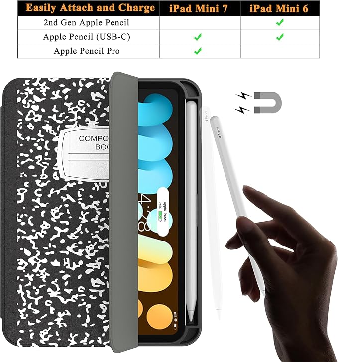 Soke Case for iPad mini (A17 Pro) 7th/ 6th Generation (Book Wine) | Built-in Apple Pencil Slot fit iPad Mini 2024 and 2021 8.3 inch Auto Sleep/Wake