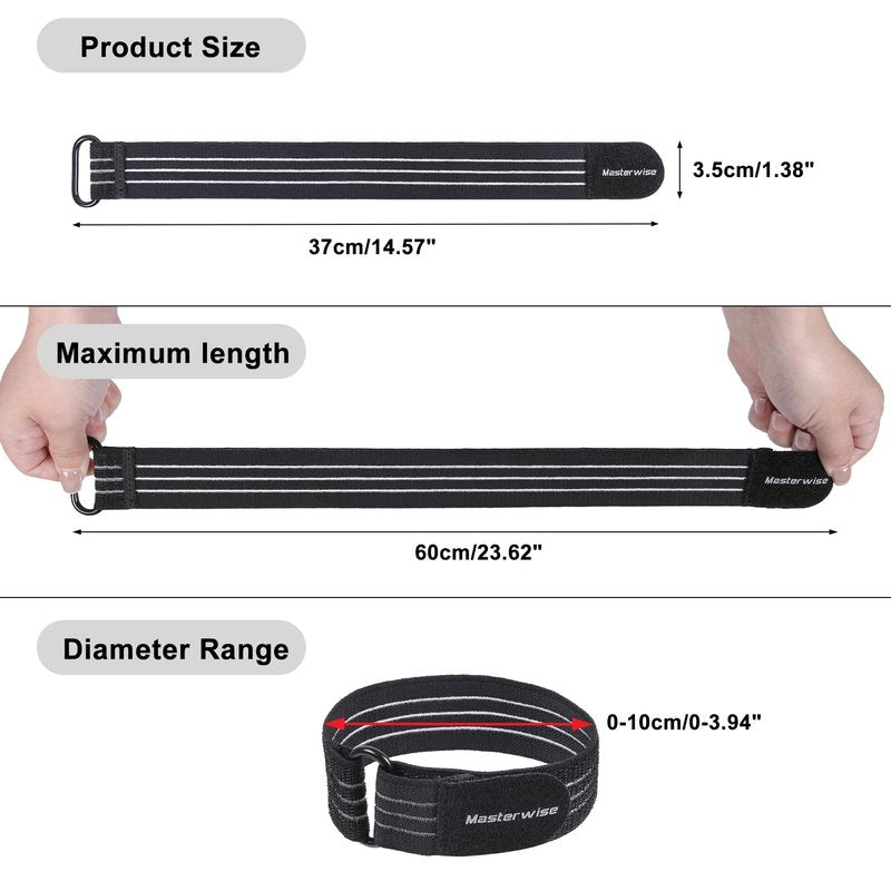 Masterwise 2PCS Adjustable Elastic Ankle Straps, Boot Straps for Cowboy Boots, Pant Leg Straps for Biking, Hiking, Fishing, Hunting, Traveling, Fits Men&Women (Black)
