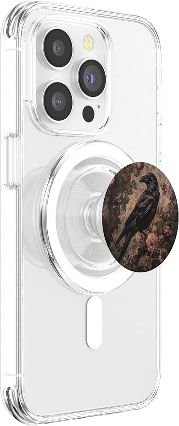 Aesthetic Vintage Gothic Boho Raven In Forest Floral Crow PopSockets Adhesive PopGrip