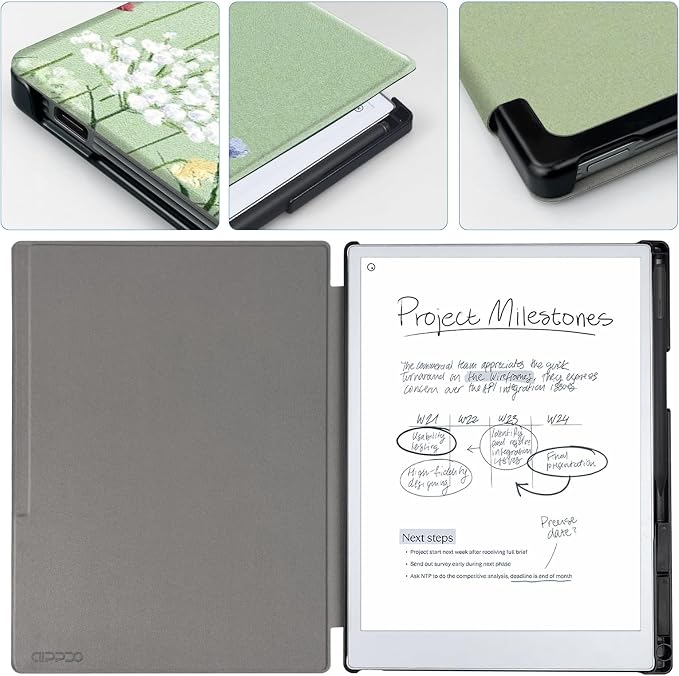 Case for Remarkable Paper Pro Tablet 11.8 (Released in 2024) Hard Back Shell Protective Book Folio Cover with Built-in Pen Holder with Auto Sleep/Wake Function.