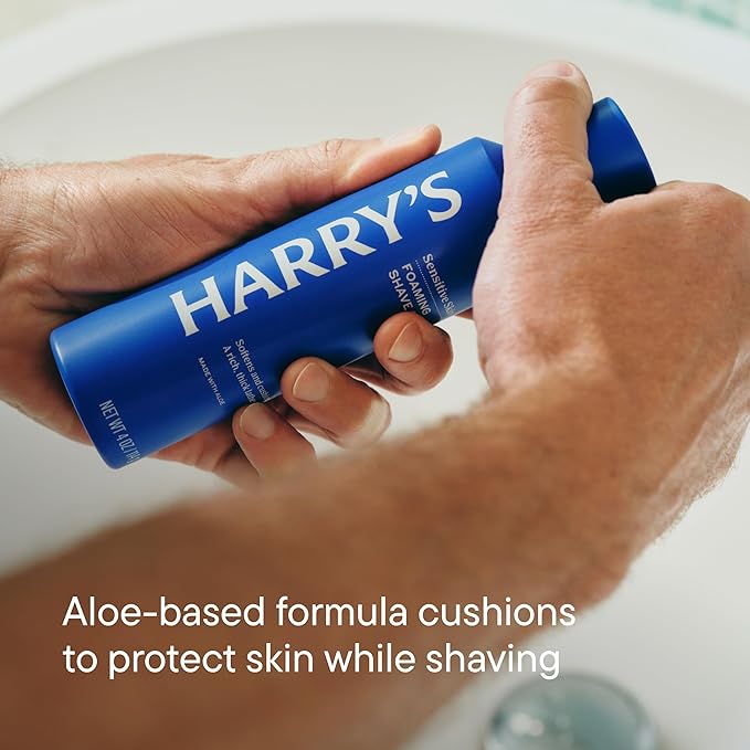 Harry's Original Shaving Kit for Men - Razor Handle, 5 Razor Blade Refills, Foaming Shave Gel, and Travel Blade Cover - German Engineered - Ember