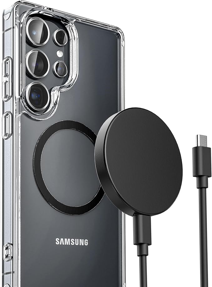Galvanox Magnetic Wireless Charger for Samsung [Ultra-Slim] Fast Charging for Galaxy S26 Ultra S25 S24 Plus and Android Devices USB Type-C (10Ft)