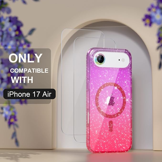 Choiche for iPhone 15 Pro Max Case Compatible with MagSafe Glitter Black | Women Girly Cute Glitter Sparkly Magnetic Phone Case with Diamond Camera Lens Protectors Military-Grade Drop Protection 6.7